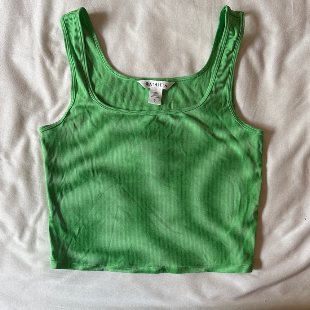 Athleta Lime Green Ribbed Scoop Crop Tank